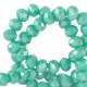 Faceted glass beads 4x3mm disc Erin green-pearl shine coating